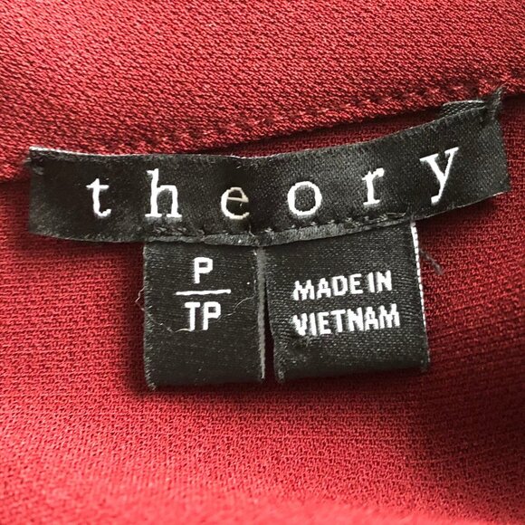 Theory Talniza Admiral Crepe Mock Hi Neckline Top Burgundy Red Sz Petite - XS - Picture 10 of 12